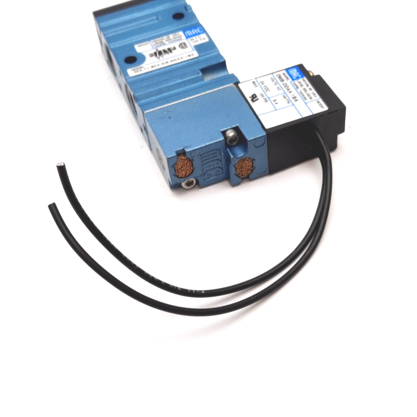 Used Mac 52A-11-B0A-DM-DDAA-1BA Solenoid Valve, 2-Position 3-Port, 24VDC, 1/4" NPT