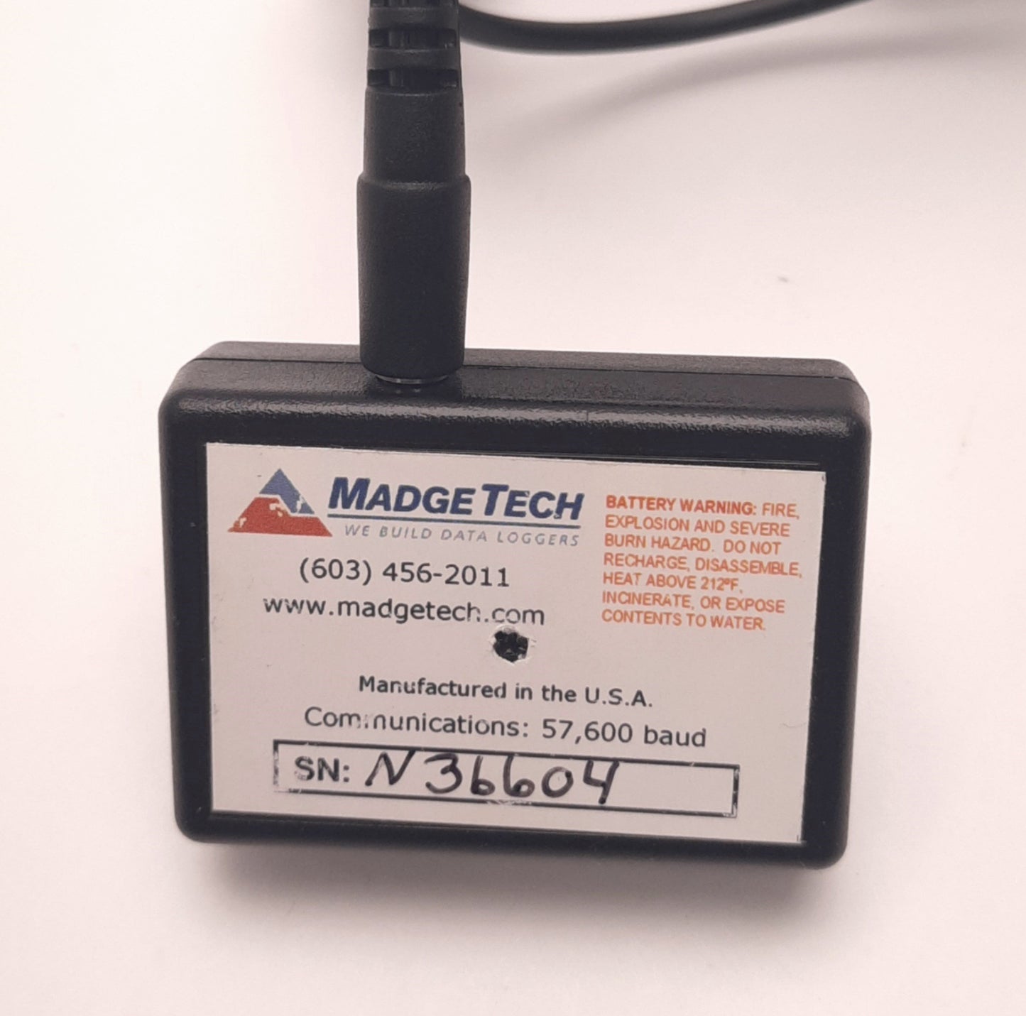 Used MadgeTech TC110-2MB Thermocouple Data Logger .1C Resolution,1s to 12Hr Rate, SMP