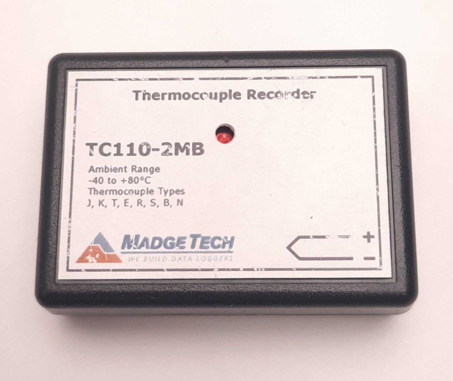 Used MadgeTech TC110-2MB Thermocouple Data Logger .1C Resolution,1s to 12Hr Rate, SMP