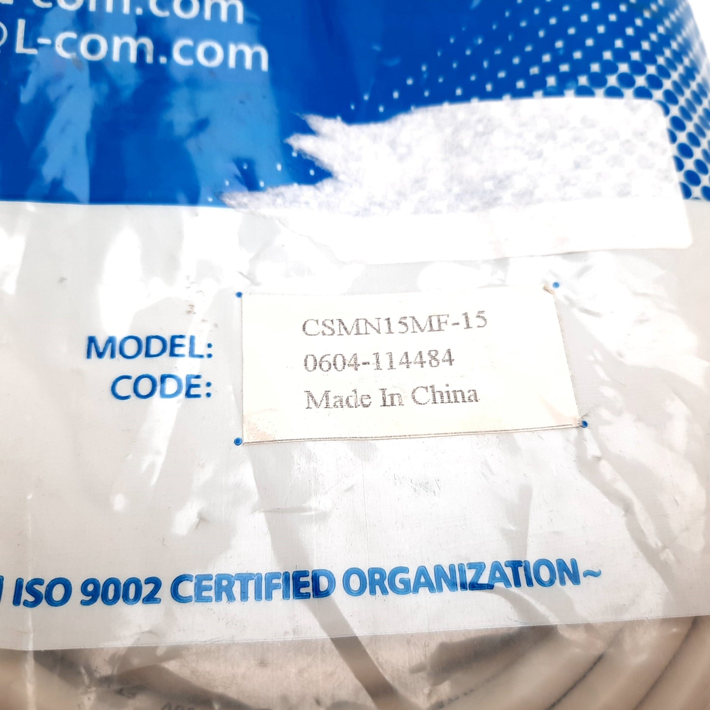 New – Open box L-Com CSMN15MF-15 Molded D-Sub Cable, DB15 Male to Female, Length: 15ft