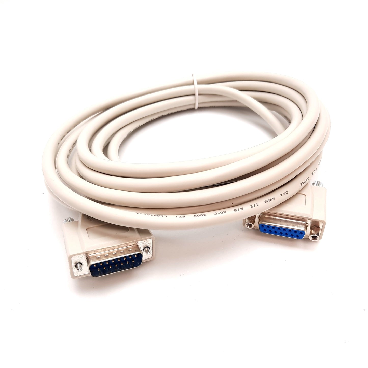 New – Open box L-Com CSMN15MF-15 Molded D-Sub Cable, DB15 Male to Female, Length: 15ft