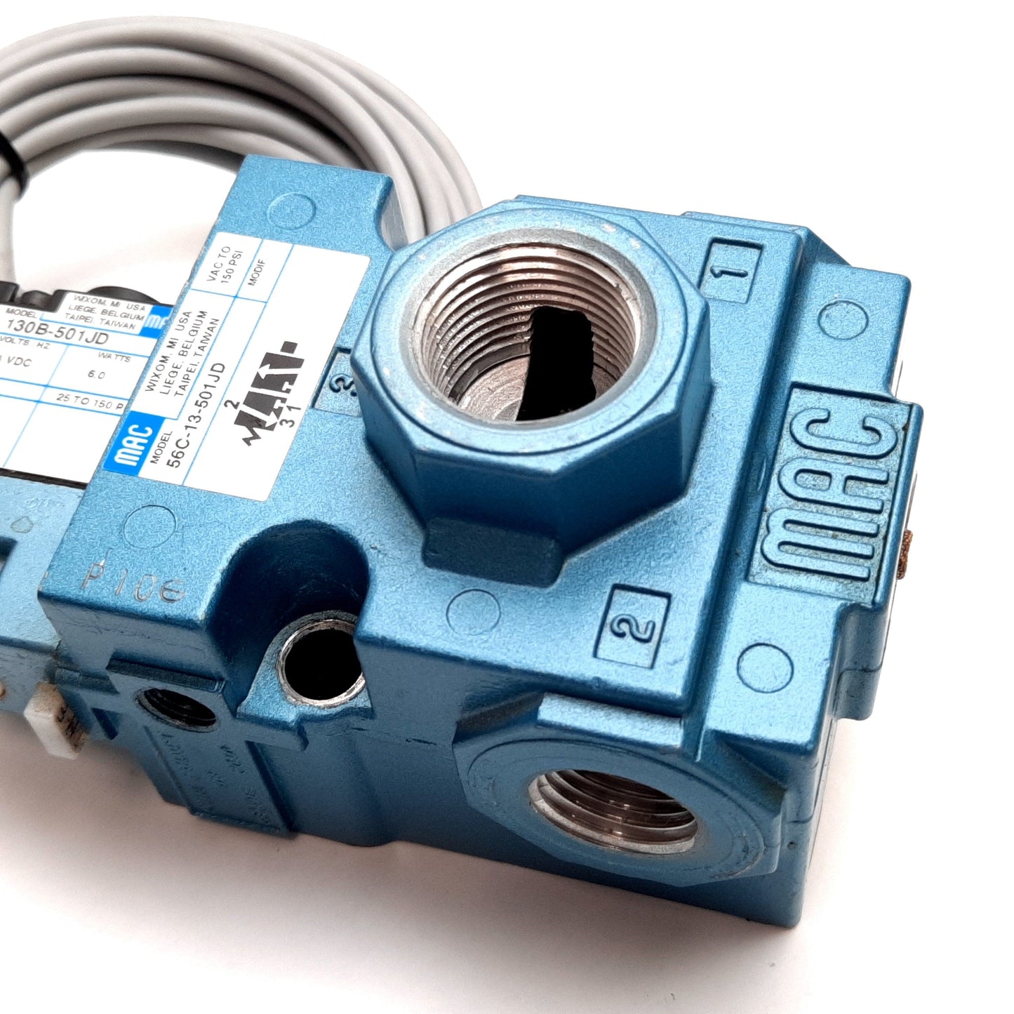 Used MAC 56C-13-501JD Solenoid Valve, 2-Position 3-Port, 24VDC, Vacuum to 150psi