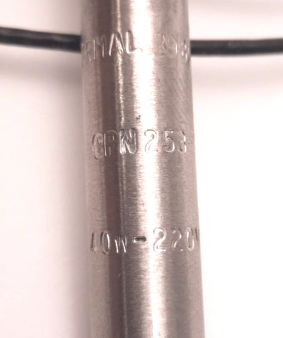 New – Open box Thermal Corp CPN253 Cartridge Heater 3/8" Dia x 3-3/4" Length 40W 220v 24" Leads