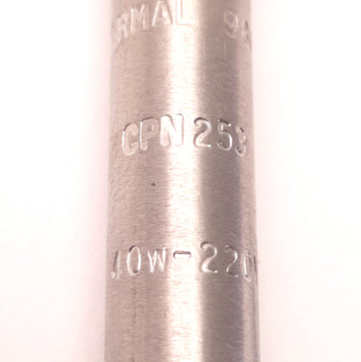New – Open box Thermal Corp CPN253 Cartridge Heater 3/8" Dia x 3-3/4" Length 40W 220v 18" Leads