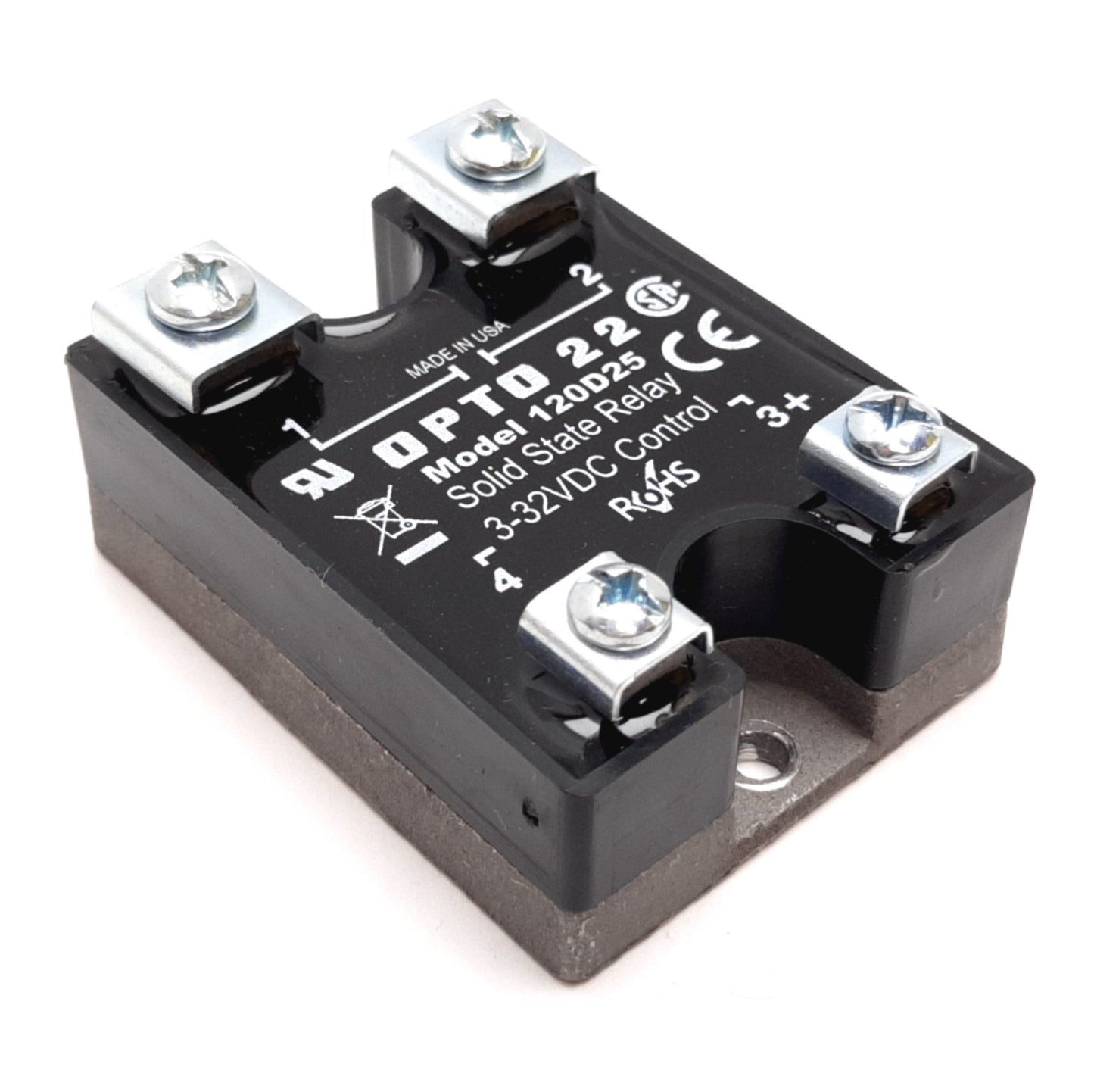 Used Opto 22 120D25 Solid State Relay, Control: 3-32VDC, Contact: 120VAC 25A