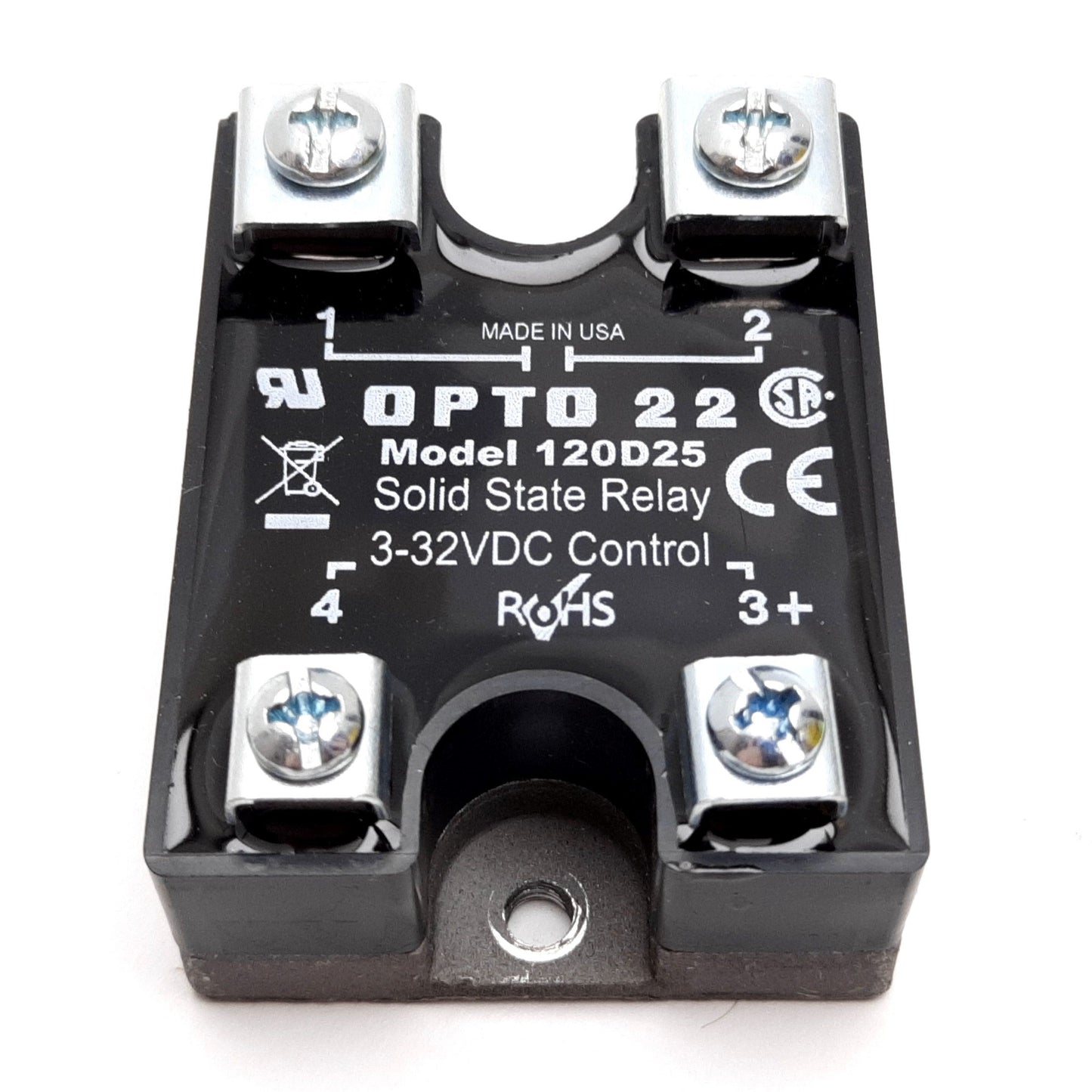 Used Opto 22 120D25 Solid State Relay, Control: 3-32VDC, Contact: 120VAC 25A