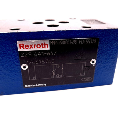 Used Rexroth R900347498 Directional Valve Sandwich Plate Z2S 6A1-6X/ 315Bar 15.8 GPM