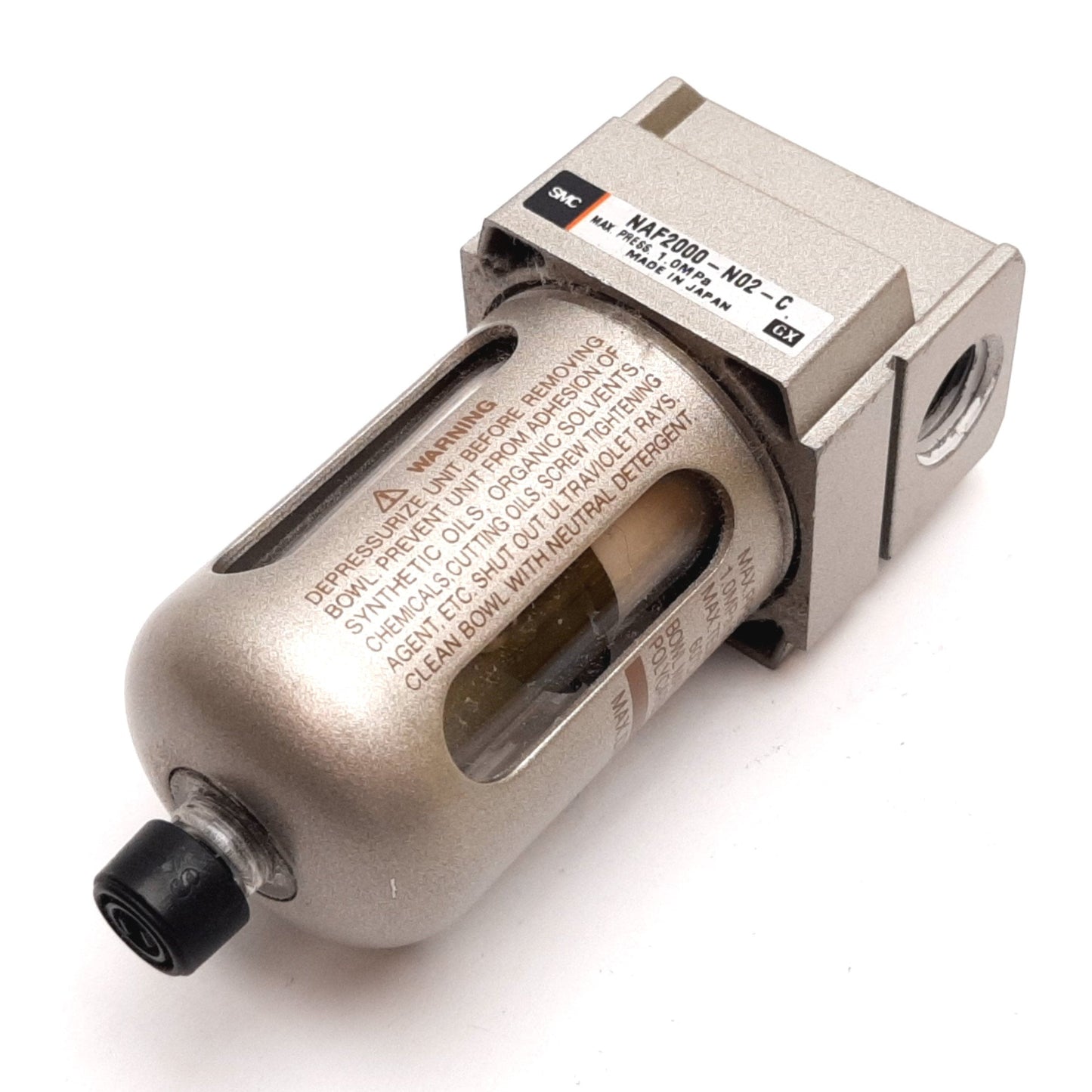 Used SMC NAF2000-N02-C Pneumatic Filter, Pressure: 1.0MPa Max, Ports: 1/4" NPT