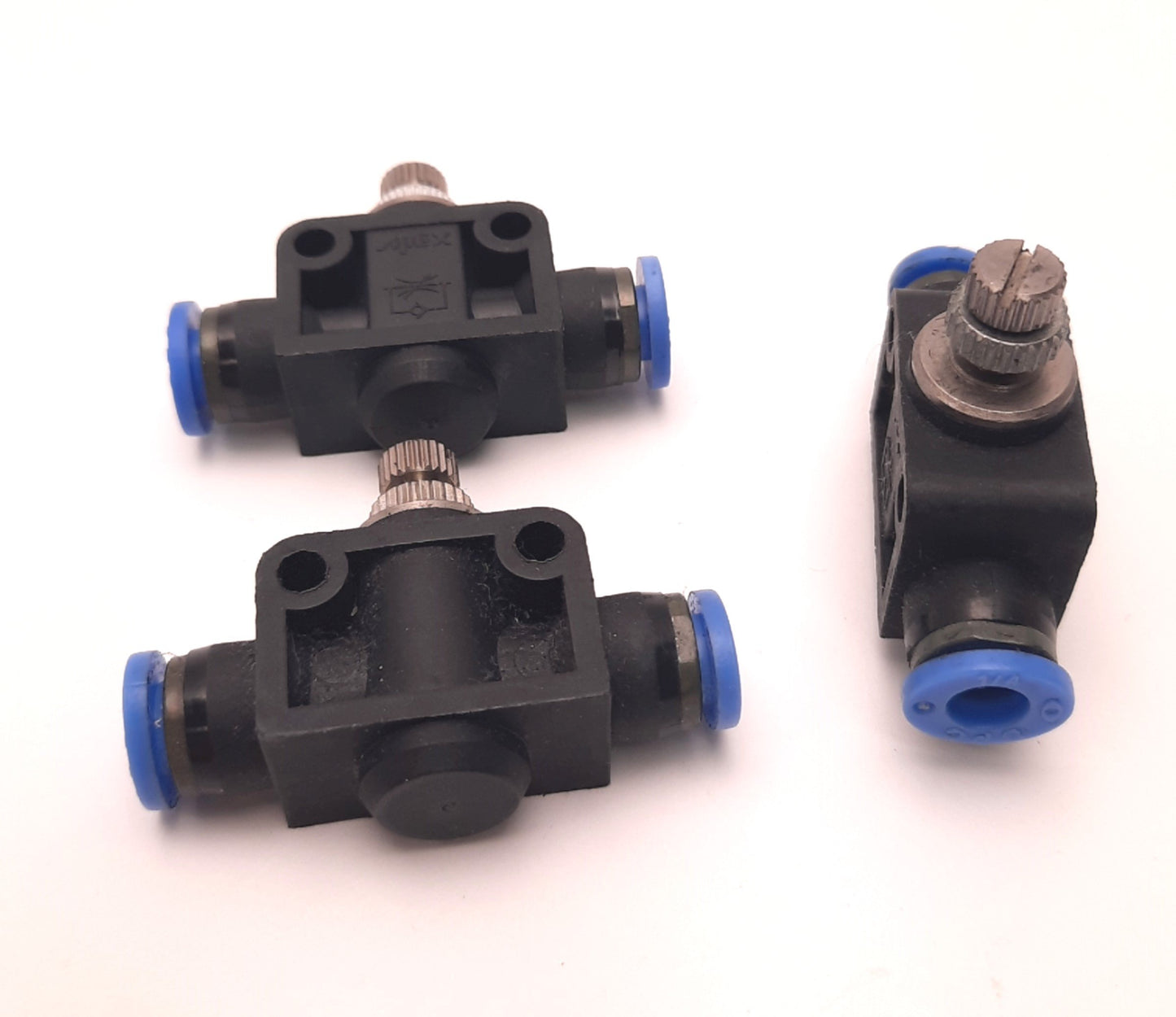 Used Lot of 3 SPC NSF-1/4-EPNI Speed Controller Union 1/4" Tube to 1/4" Tube