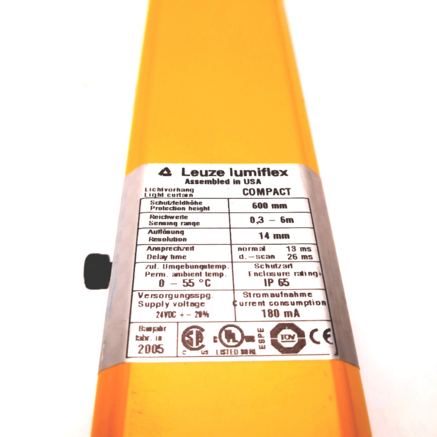 Used Leuze Lumiflex CR14-600 Light Curtain Compact Receiver 24VDC, Range: 0.3-6m