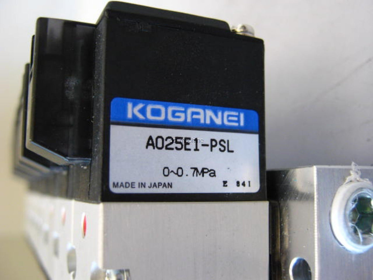 Used Bank of 8 Koganei A025E1-PSL Pneumatic Solenoids 24VDC w/Slight Damage