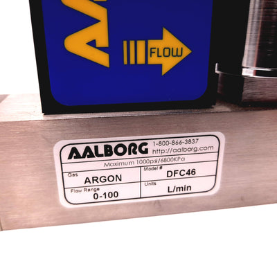 Used AAlborg DFC46 Digital Mass Flow Controller, Argon, 0-100LPM Flow Range, 15VDC