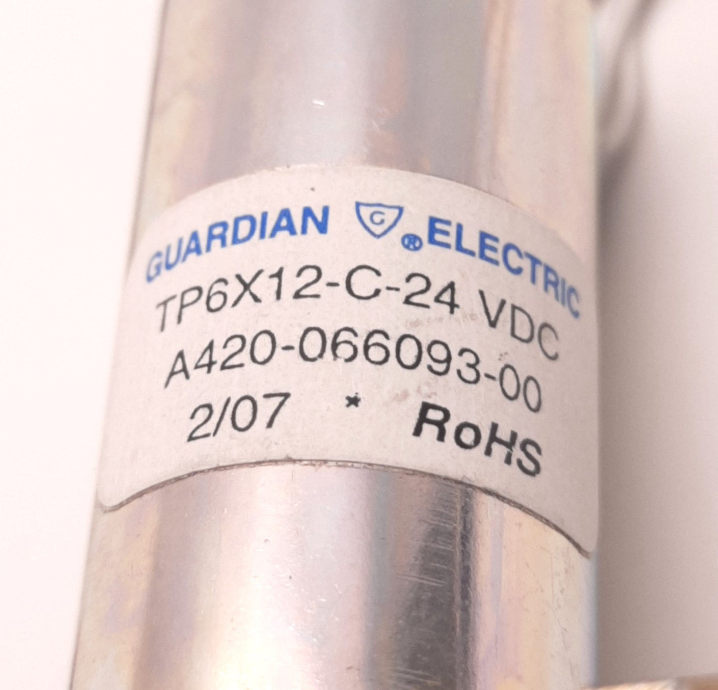 Used Guardian TP6X12-C-24 Tubular Solenoid 24v DC Coil Cont Duty, 121 Ohms, 5W, 198mA