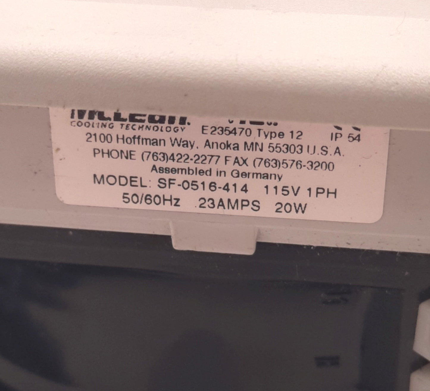 Used McClean Hoffman SF-0516-414 Enclosure Fan w/ Exhaust Grille 115VAC, 120mm Fan