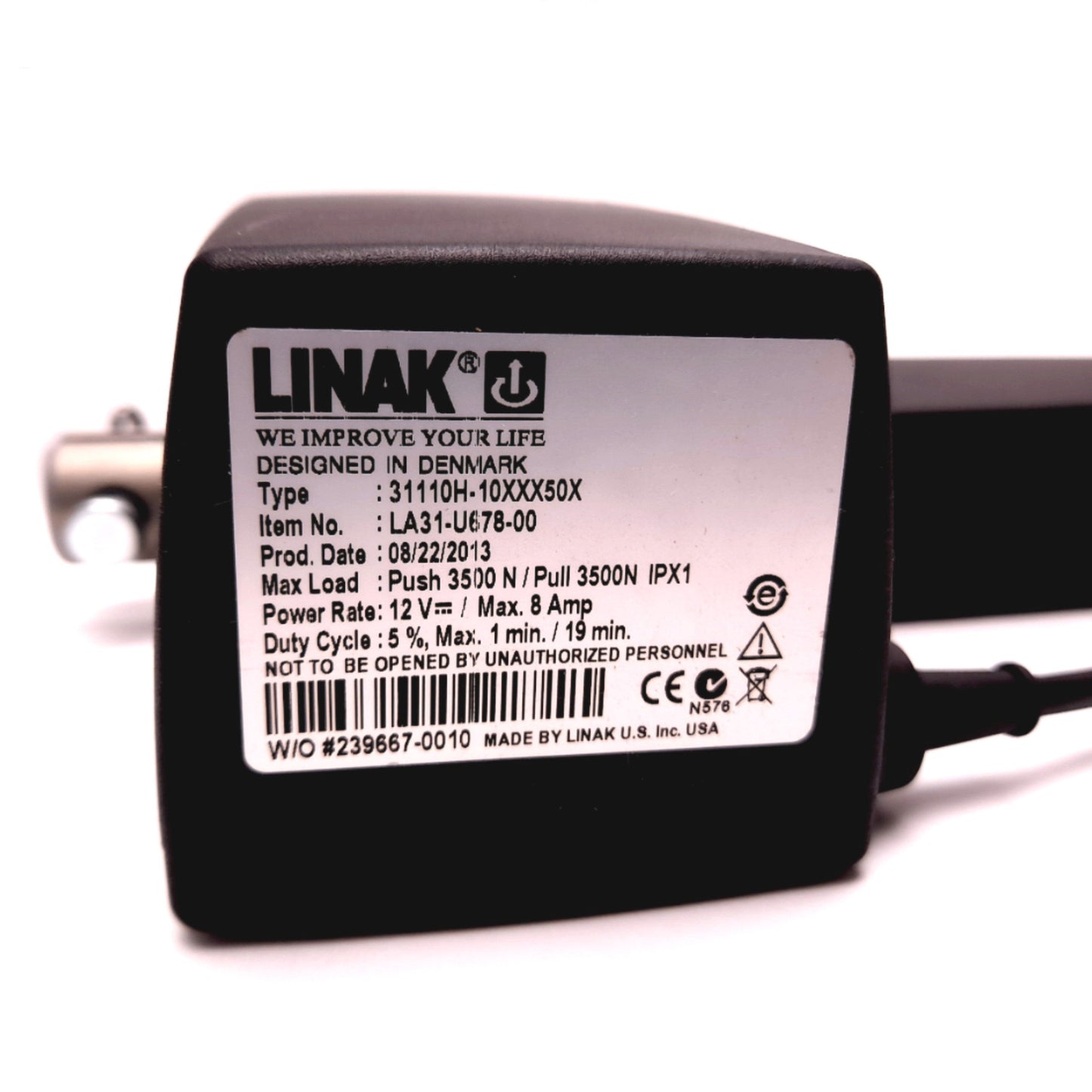 Used Linak LA31-U678-00 Linear Actuator Max Load Push/Pull 3500N 12VDC 8Amp