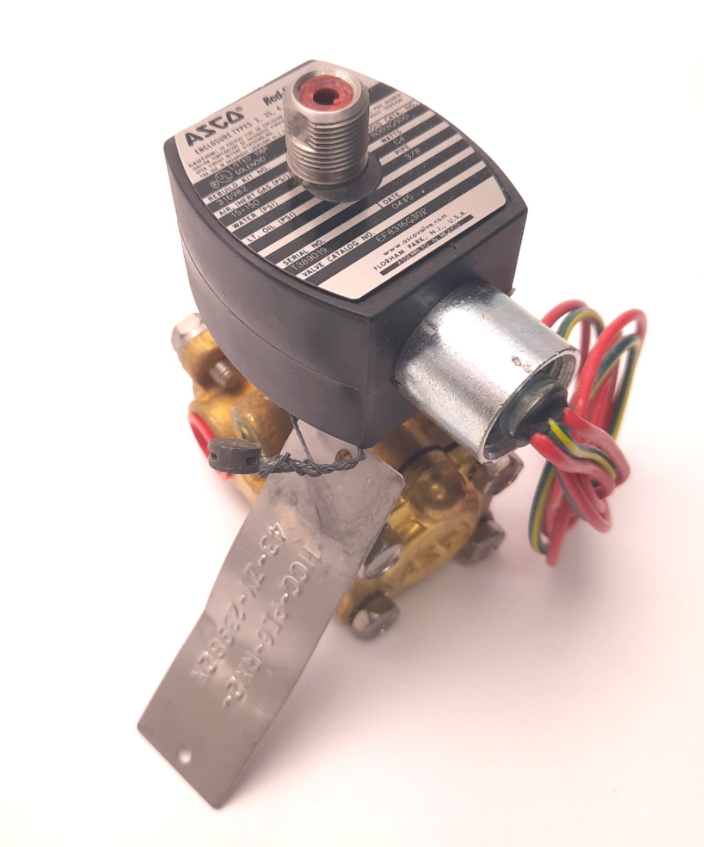 New – Open box ASCO EF8316G302 Redhat Air Inert Gas 3-Way NC Solenoid Valve 24VDC Coil, 3/8"