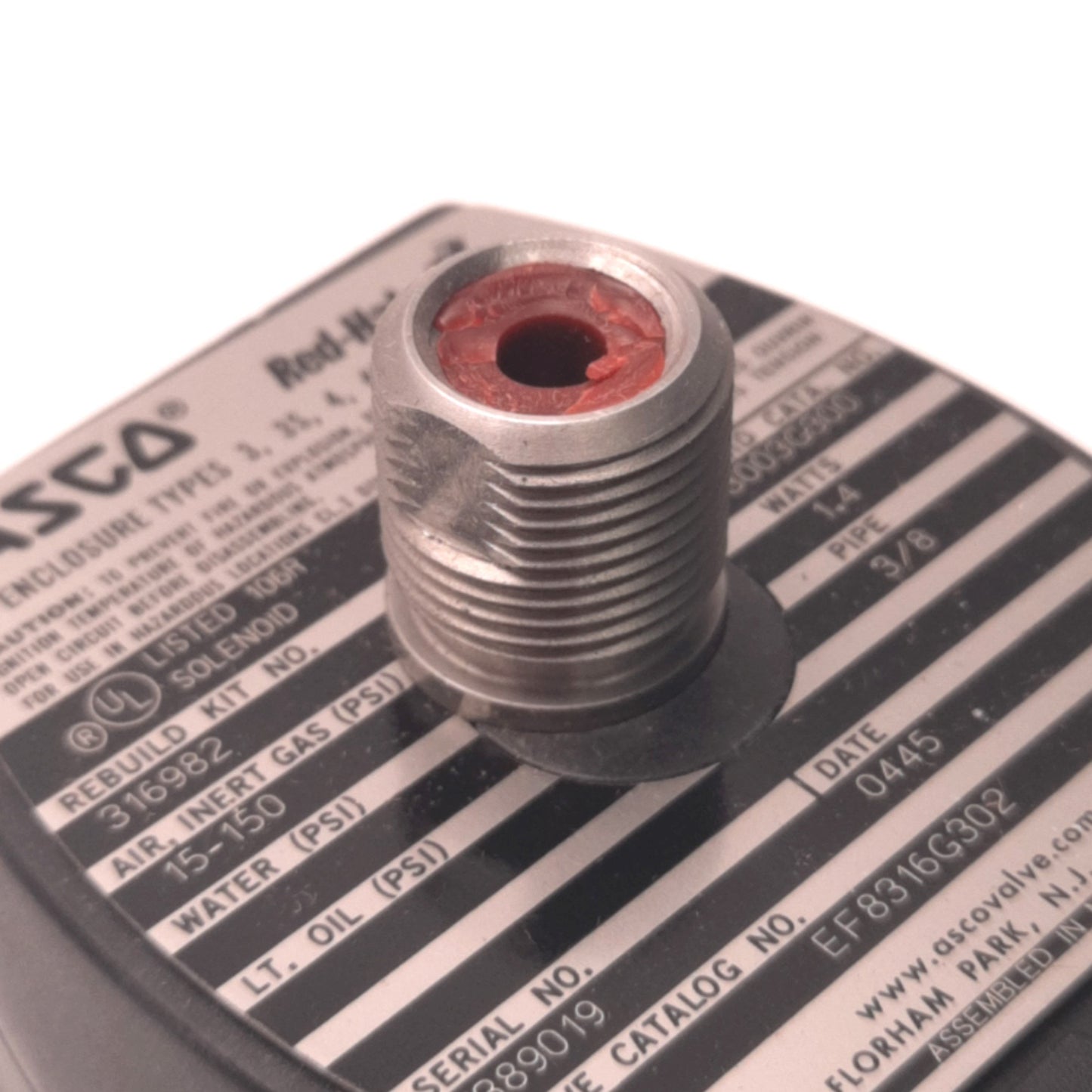 New – Open box ASCO EF8316G302 Redhat Air Inert Gas 3-Way NC Solenoid Valve 24VDC Coil, 3/8"