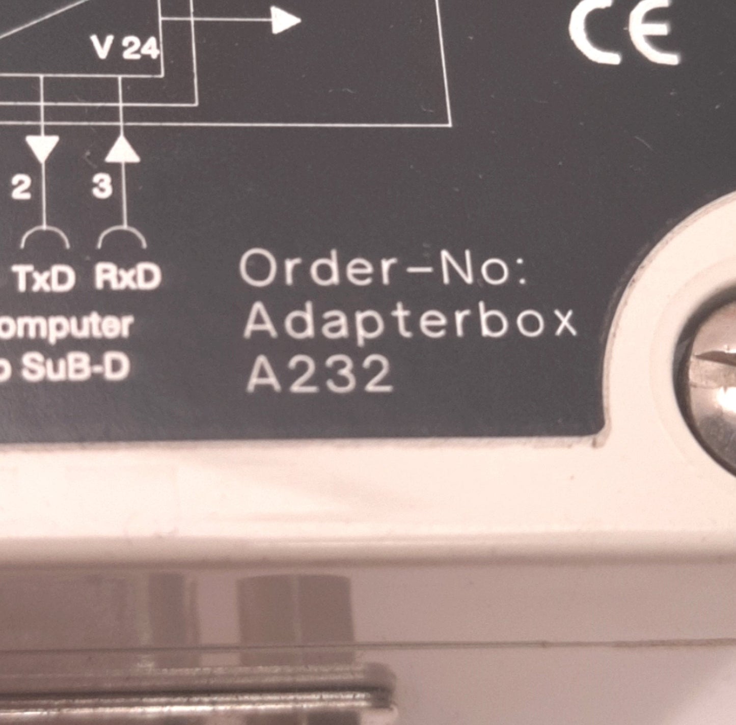 Used Wenglor A232 Adapterbox For RS-232 Connection w/ 16 Ft 4-Pin Cable, Din Mount