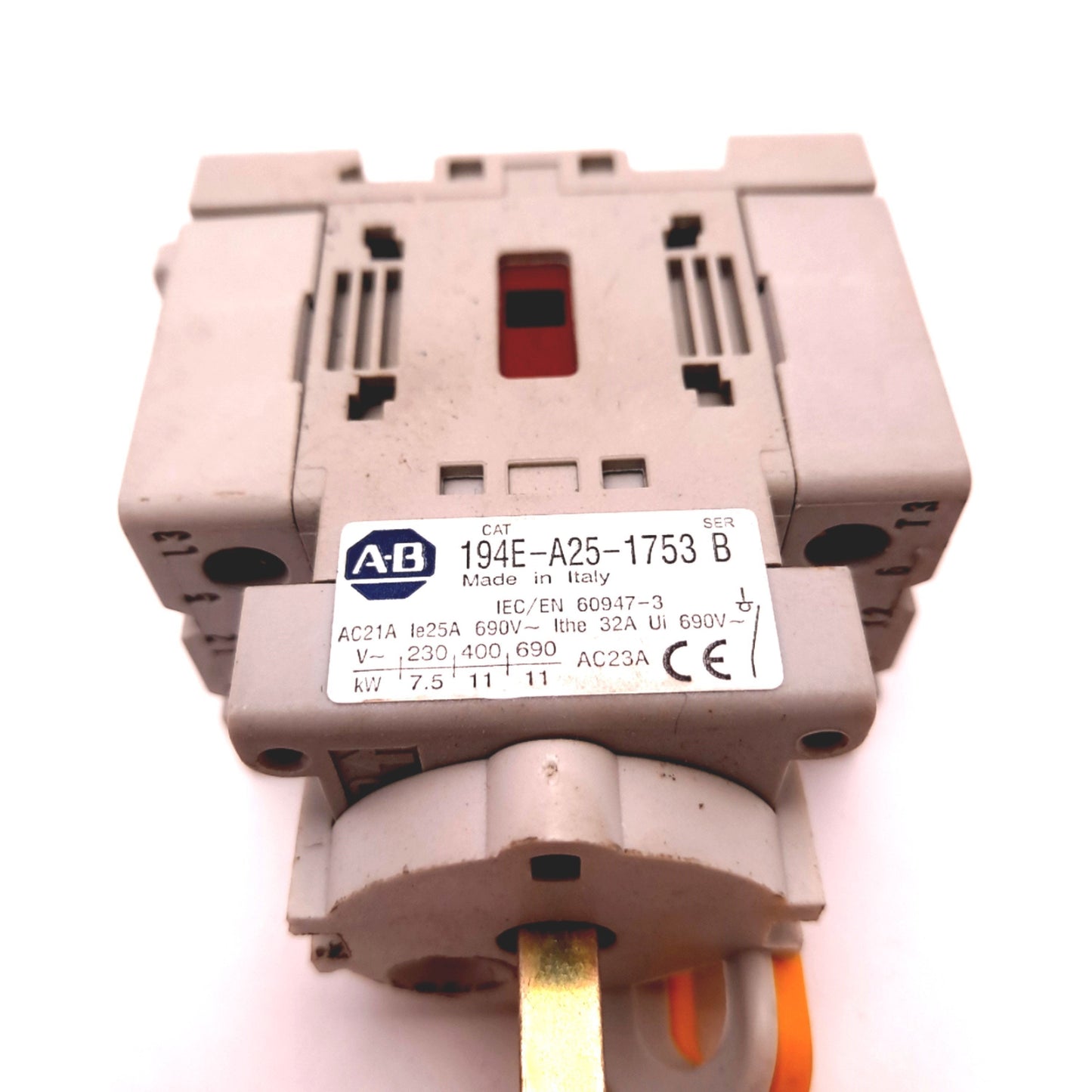 Used Allen Bradley 194E-A25-1753 Ser B Disconnect Switch 3-Pole 600VAC 25A 2" Shaft