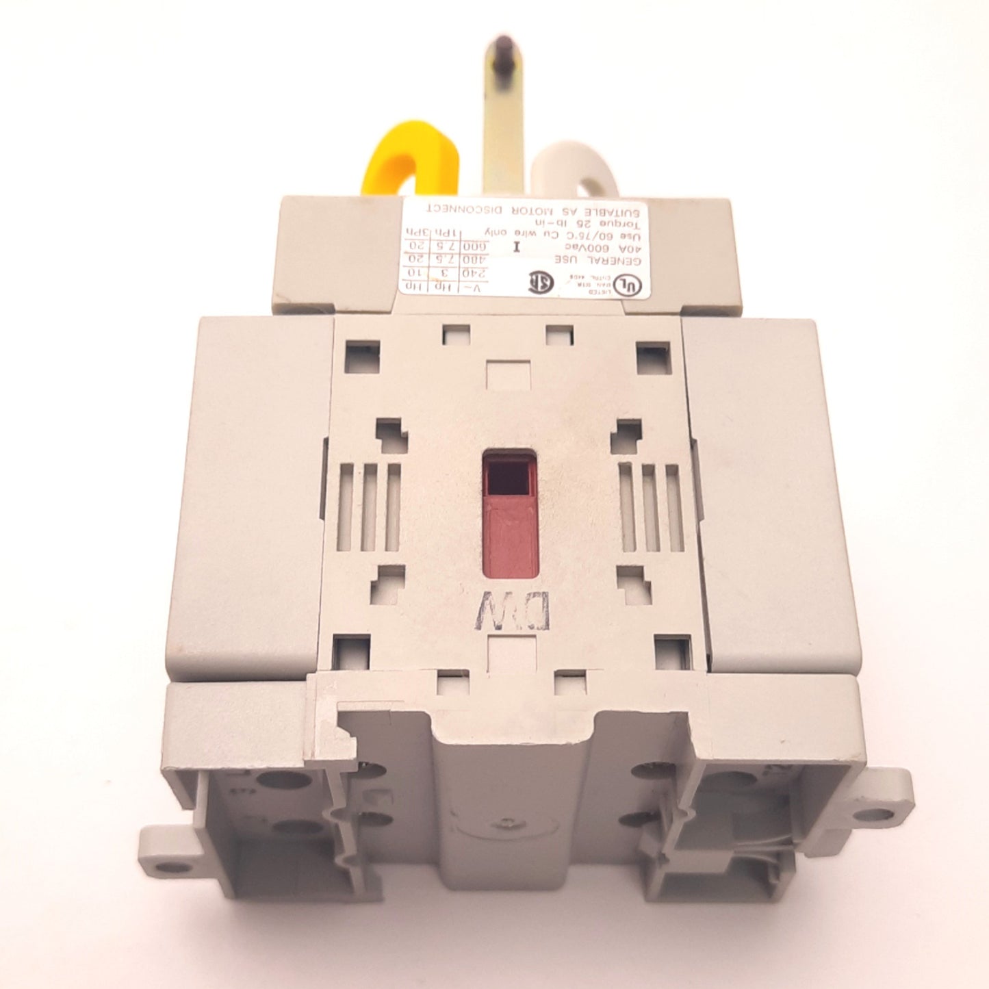 Used Allen Bradley 194E-A40-1753 Disconnect Load Switch 3-Pole 600VAC 40A, DIN Rail