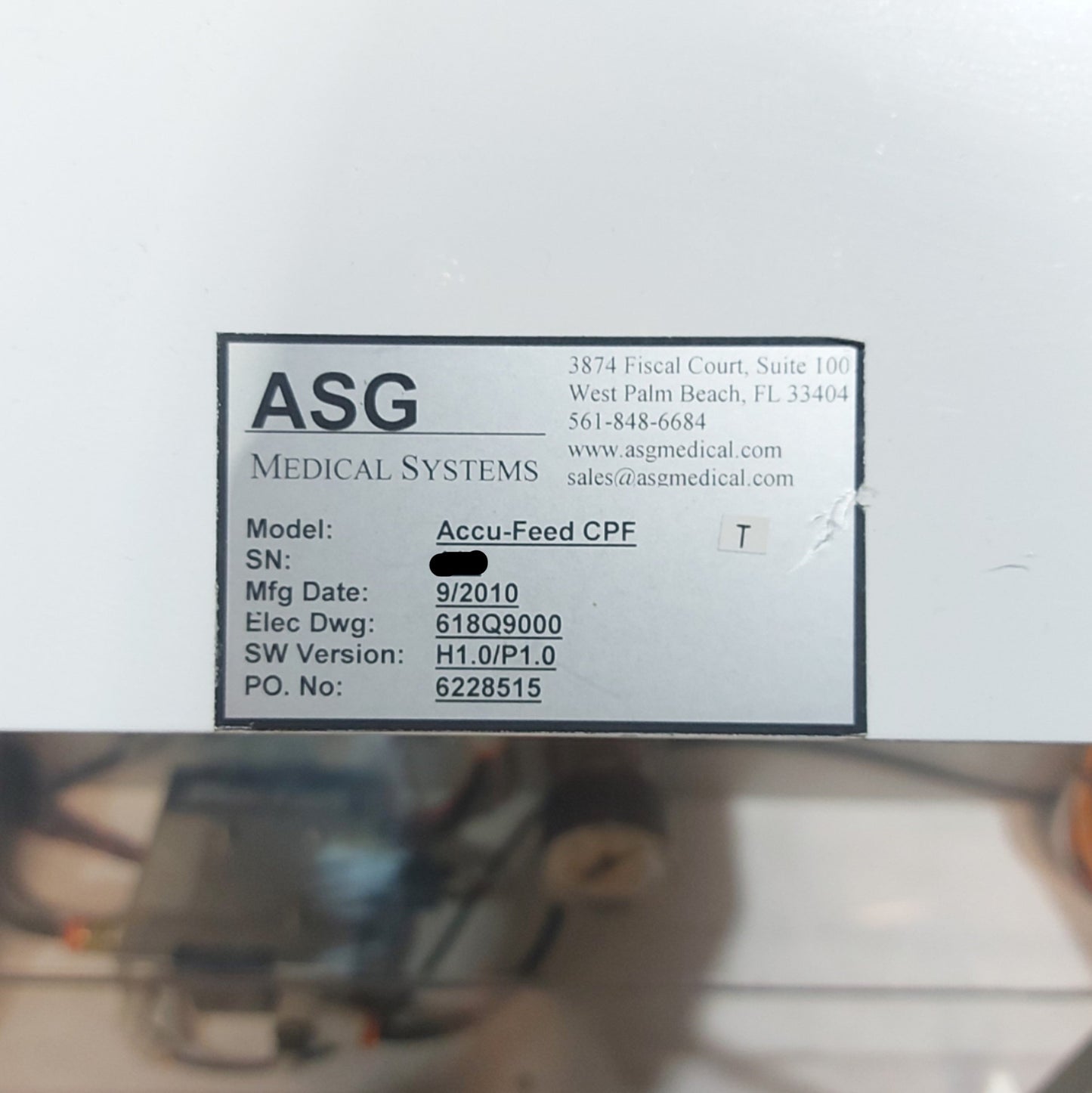 Used ASC Medical Systems Accu-Feed CPF Center Pick Feeder 1Part/4sec 24"/sec 120VAC