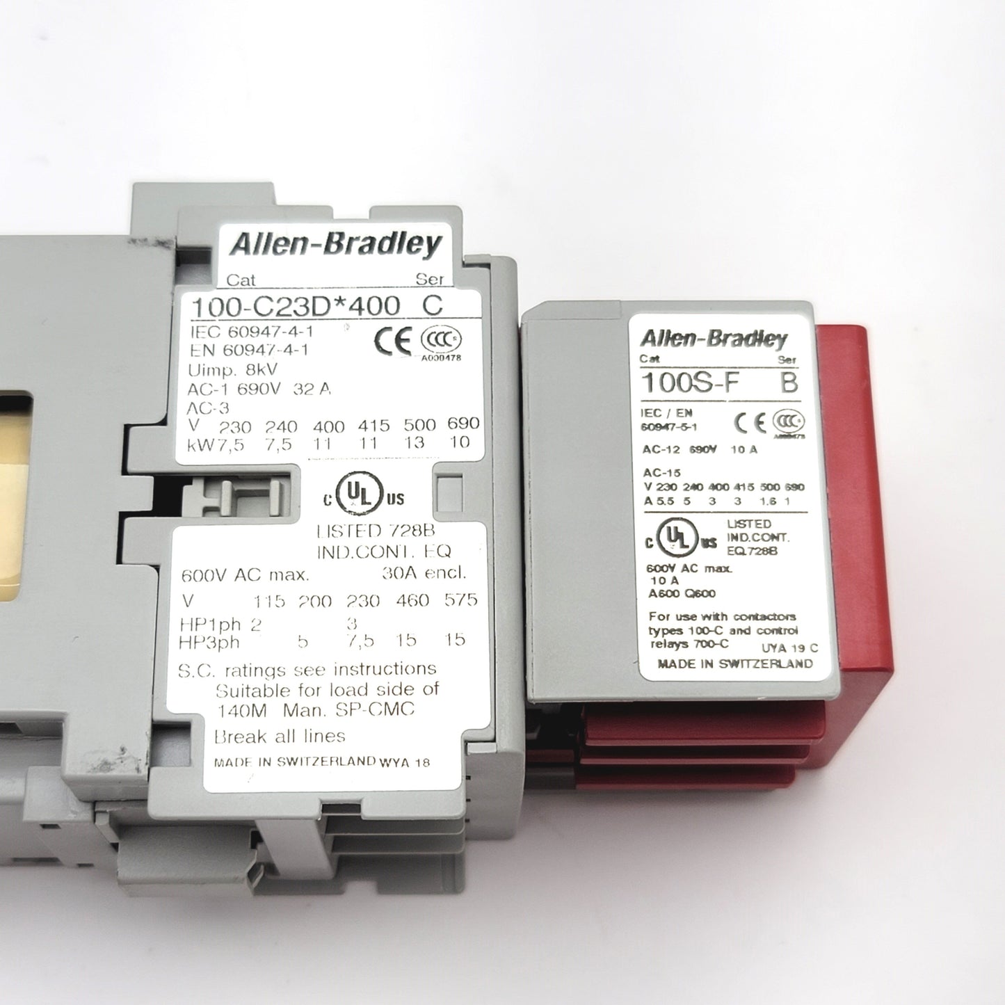 Used Allen Bradley 100S-C23DJ404C Guardmaster IEC Safety Contact 600VAC, Coil: 24VDC