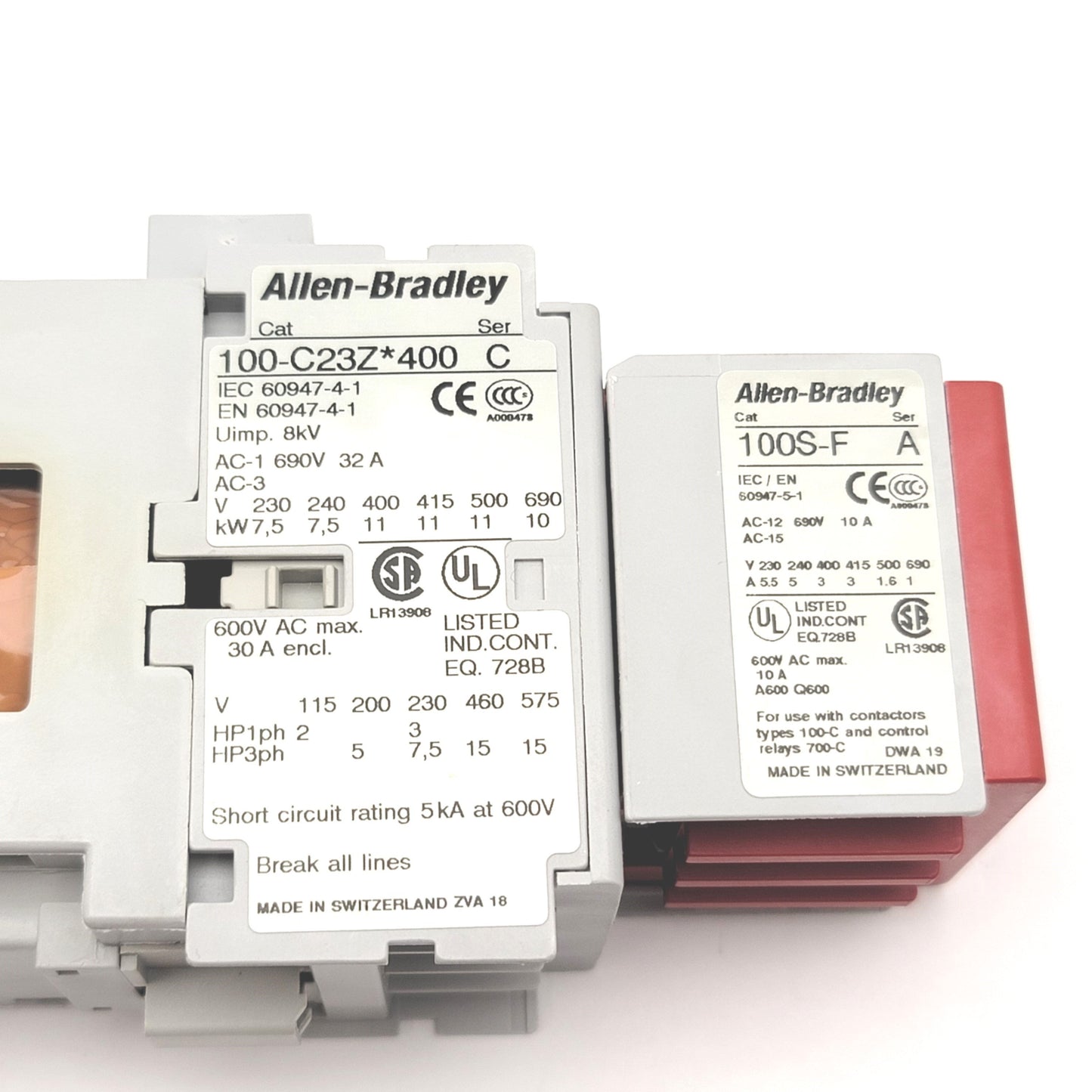 New – Open box Allen Bradley 100S-C23DJ404C Guardmaster IEC Safety Contact 600VAC, Coil: 24VDC