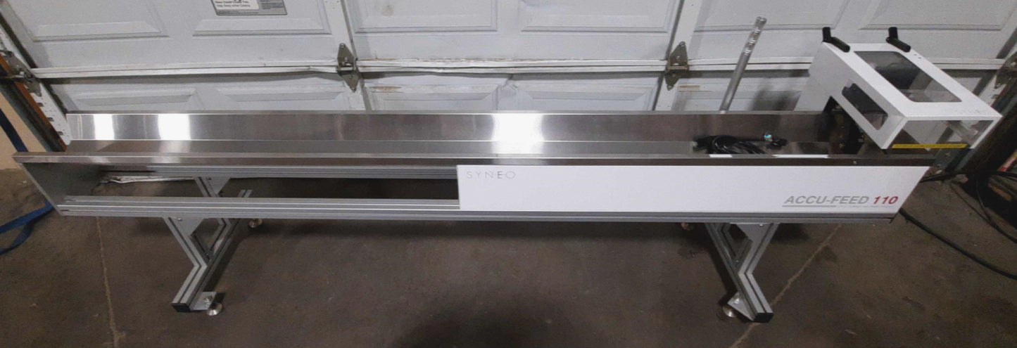 Used  SYNEO Accu-Feed 110 Center Pick Feeder 1Part/2sec 25"/sec 96" Material 120VAC