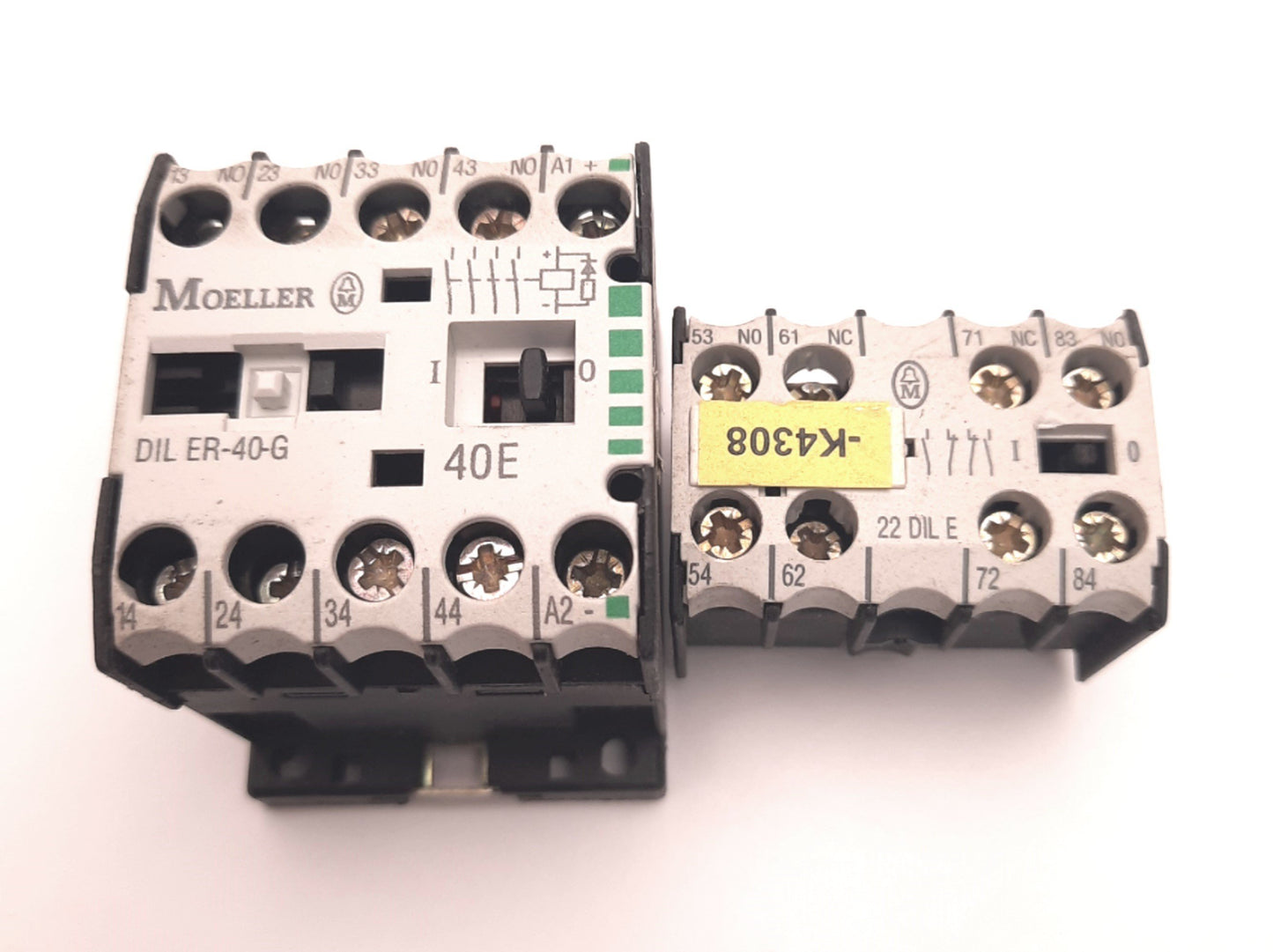 Used Moeller DILER-40-G Contactor W/ 22 Dil-E Mini-Contact, 4PST-N.O. 24v DC Coil
