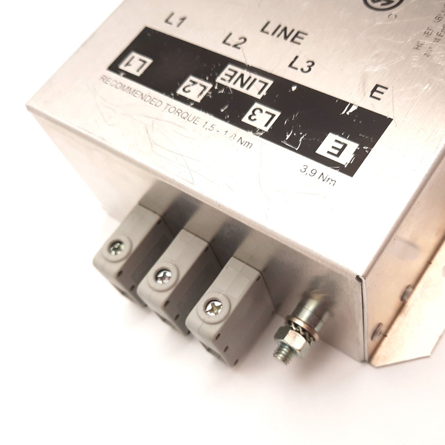 Used Schaffner FN351H-50-33 Power Line Filter, Rating: 3-Phase 520/300VAC 50A