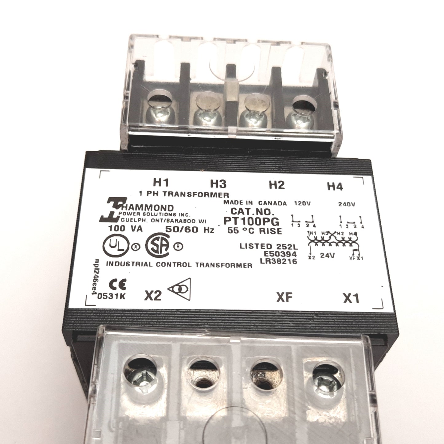 Used Hammond PT100PG Transformer, Primary: 120/240V, Secondary: 24V, 100VA 50/60Hz