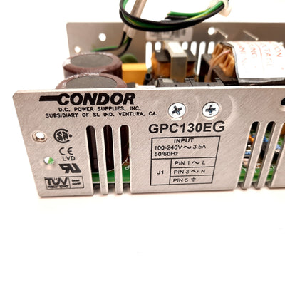 Used Condor GPC130EG Power Supply, Input: 100-240VAC 3.5A, Output: 5/15/24VDC 130W
