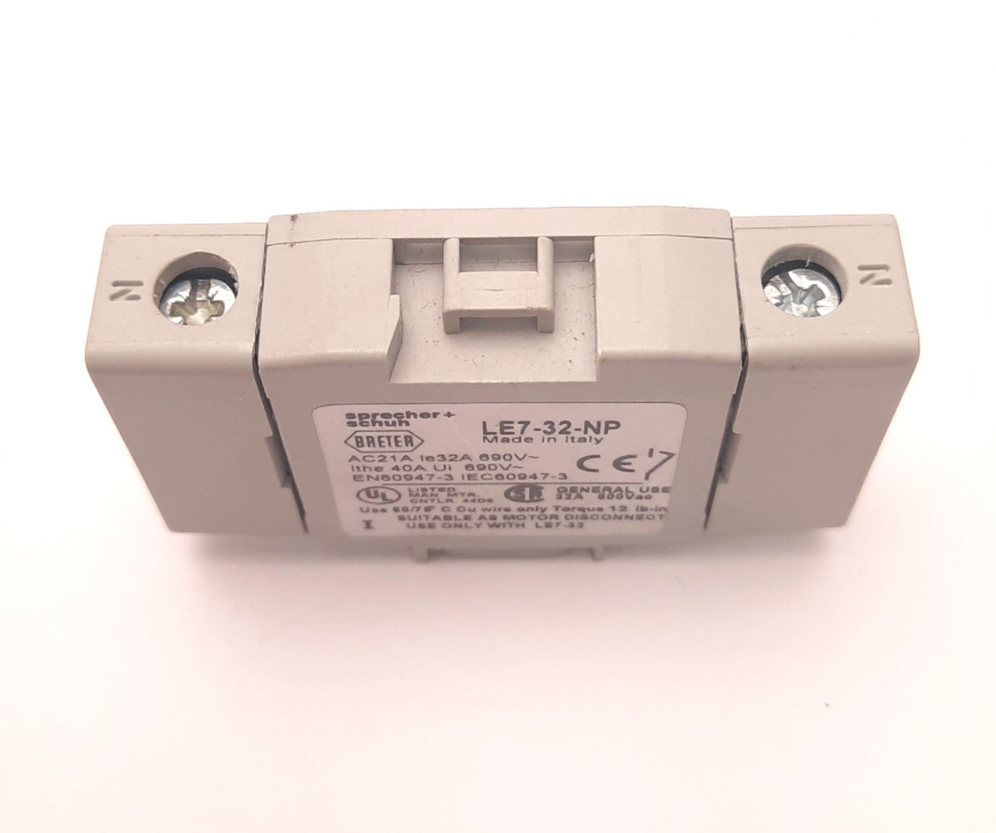 Used Sprecher & Schuh LE7-32-NP Auxiliary Contact For Use With LE-32