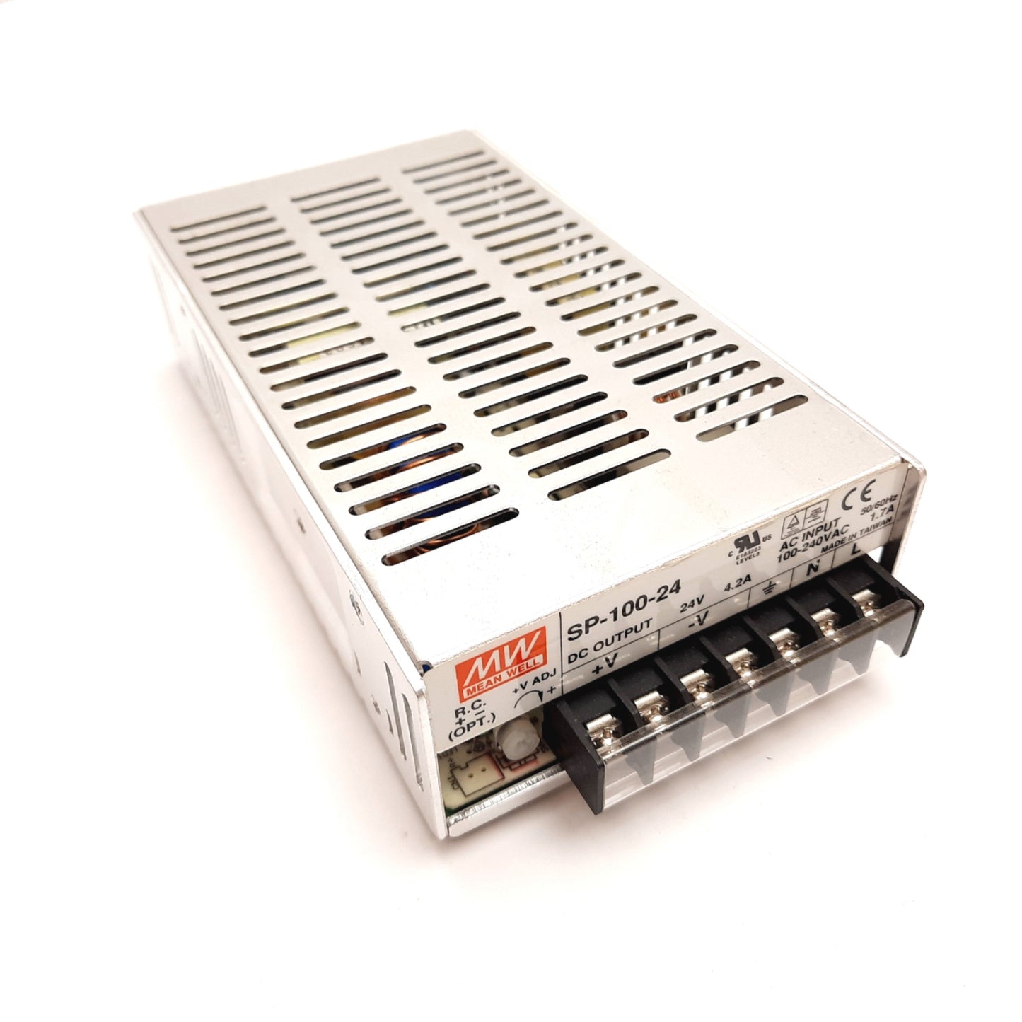 Used Mean Well SP-100-24 Power Supply 100-240VAC 1.7A Input, 24VDC 4.2A Output 100W