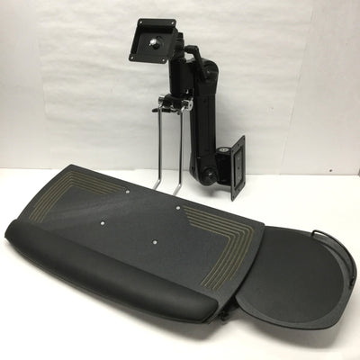 Used Custom Products 60239-W Adjustable Wall Mount LCD Monitor Arm w/Keyboard Tray
