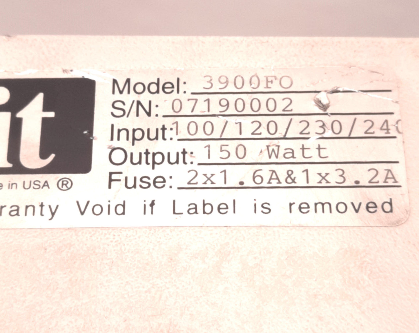 Used Illumination Technologies 3900FO Fiber Optic Light Source 150W 120v AC *NO Dim*