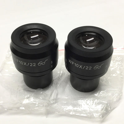New – Open box Pair of Euromex WF10X/22mm Focusing Widefield Microscope Eyepieces 10X Mag Ø30mm