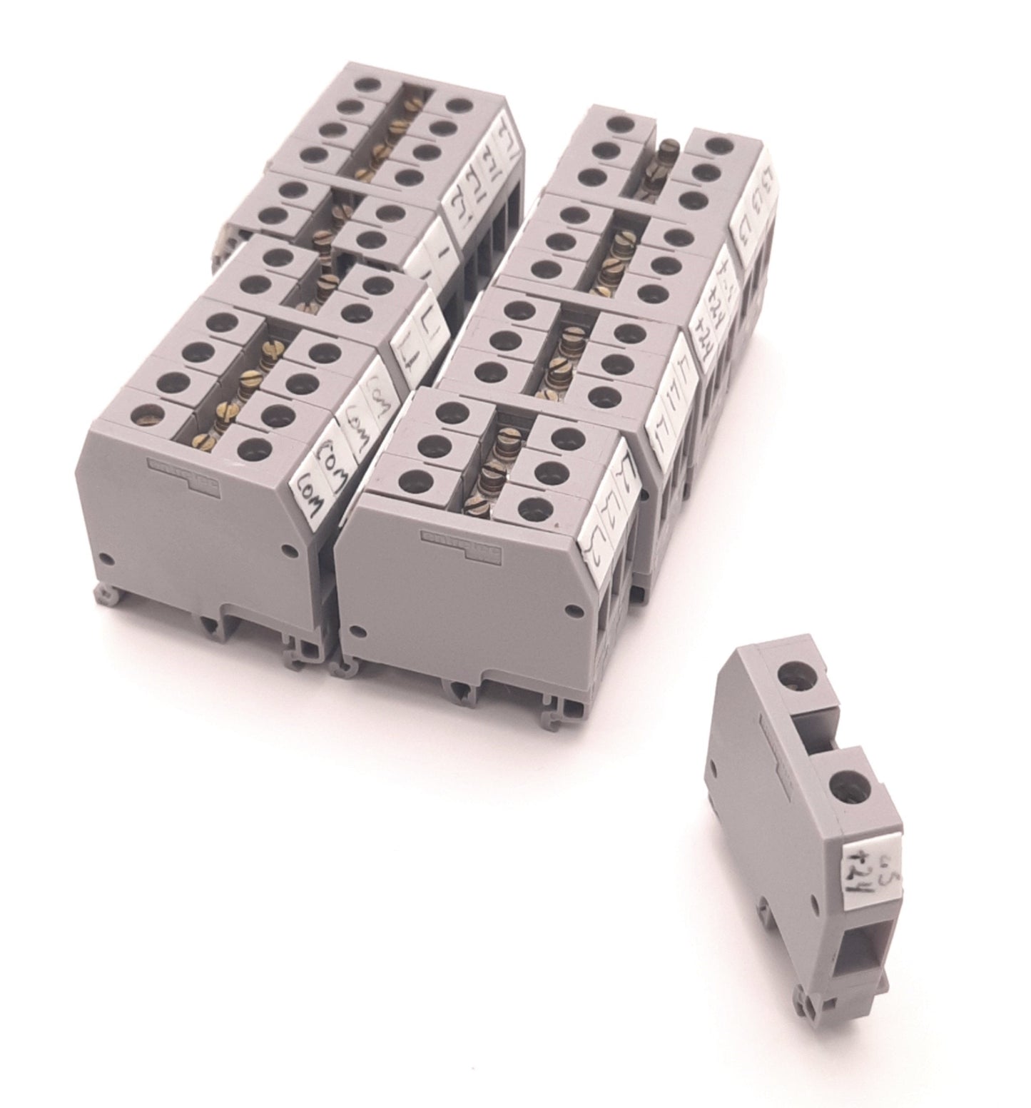 Used Lot of 25 Entrelec 5118 VDE M6/8 Terminal Block 50A @ 600v, 8mm Spacing