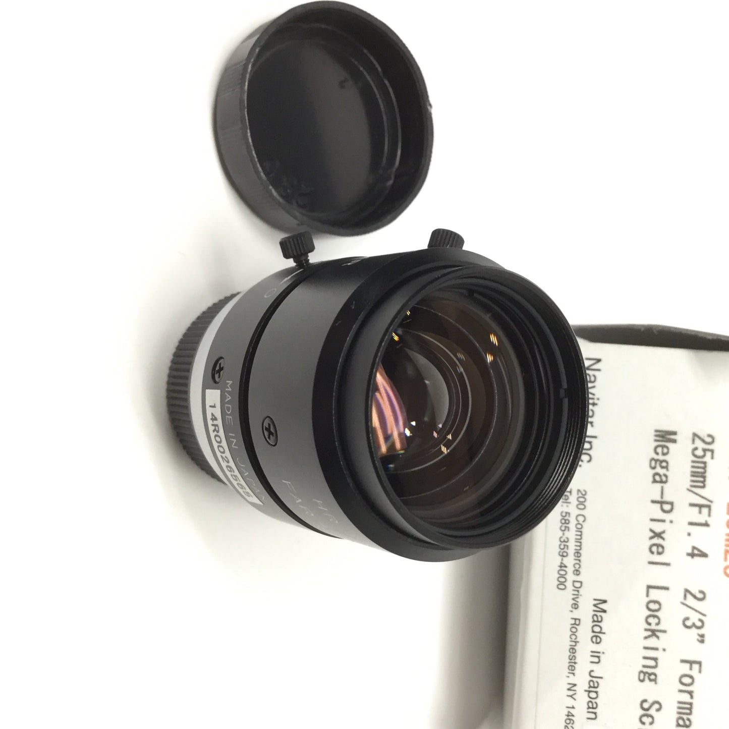 New – Open box Navitar NMV-25M23 Machine Vision 2/3" Format Camera Lens 25mm FL, f/1.4, C-Mount