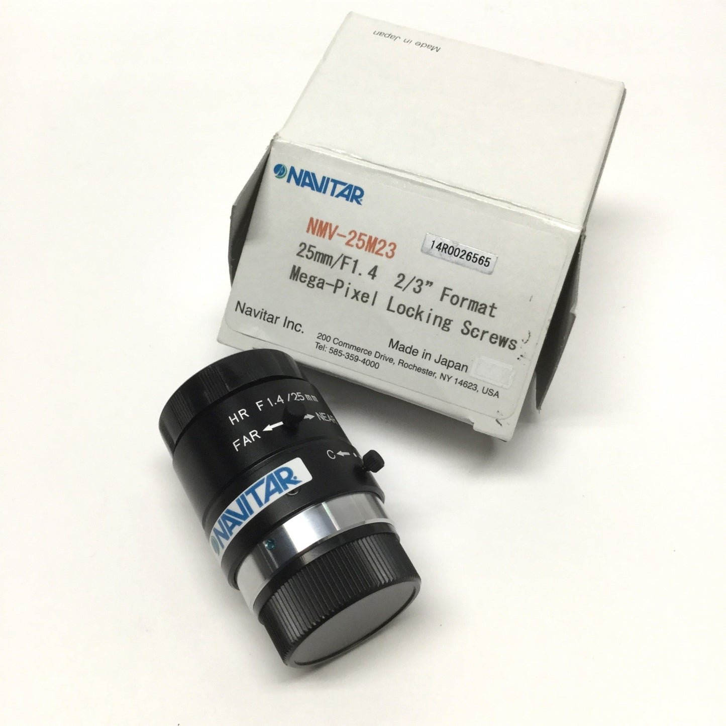 New – Open box Navitar NMV-25M23 Machine Vision 2/3" Format Camera Lens 25mm FL, f/1.4, C-Mount