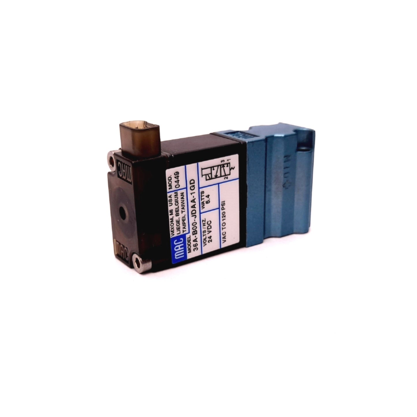Used MAC 36A-B00-JDAA-1GD Solenoid Valve 24VDC 5.4W 120PSI