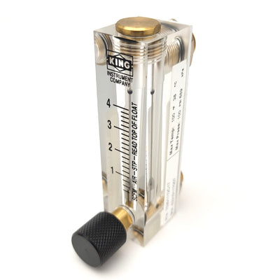 New – Open box King Instrument 75301112C17 Acrylic Tube Flowmeter With Valve, 0-4SCFM, 1/4"NPT