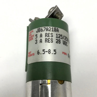 Used Asco JB67A218A Miniature Pressure Switch 6.5-8.5psi, 1/8" NPT, NO, 5A 250VAC