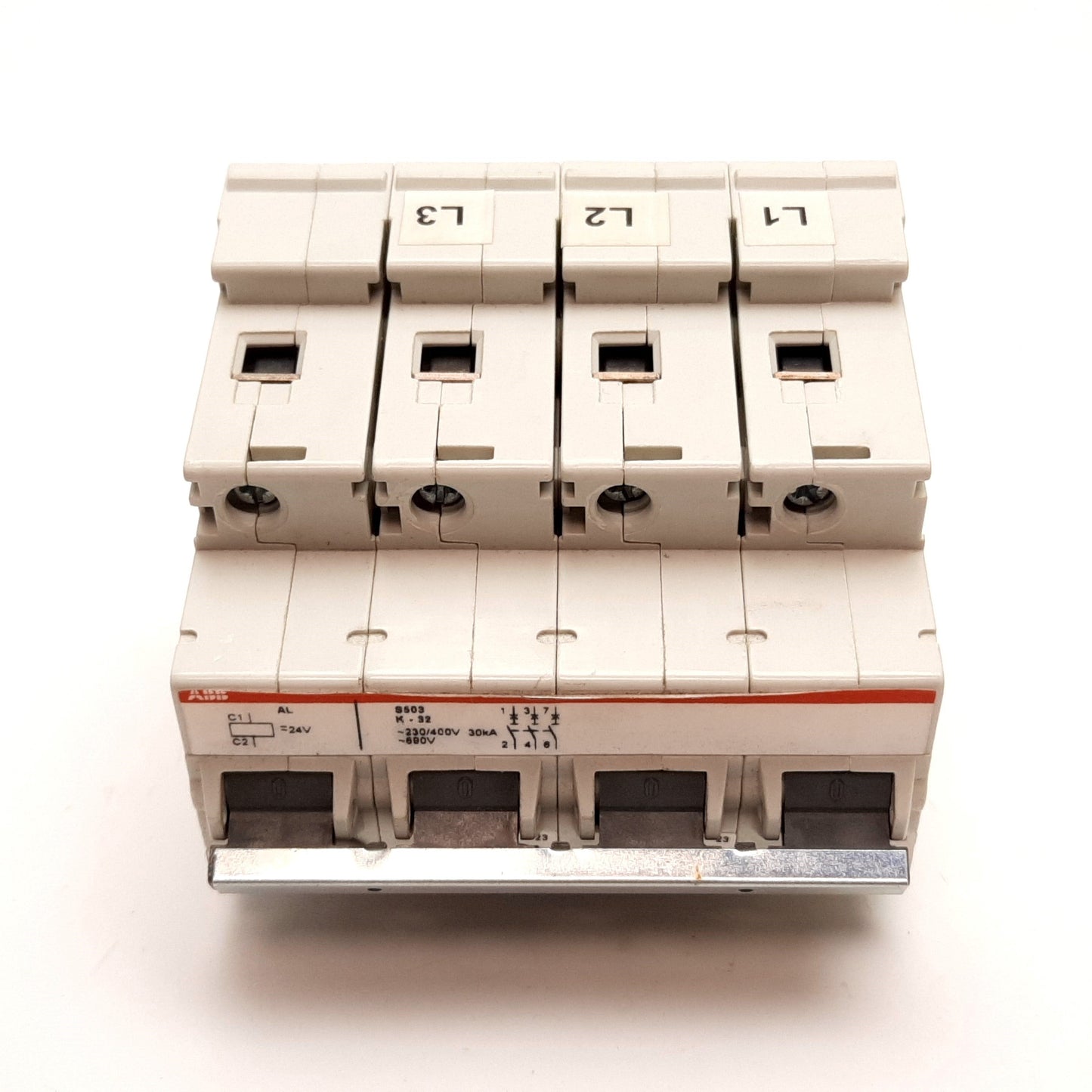 Used ABB S503-K32 Circuit Breaker, 3-Pole, Rating: 23A-32A, W/ AL Shunt Trip 24VAC/DC