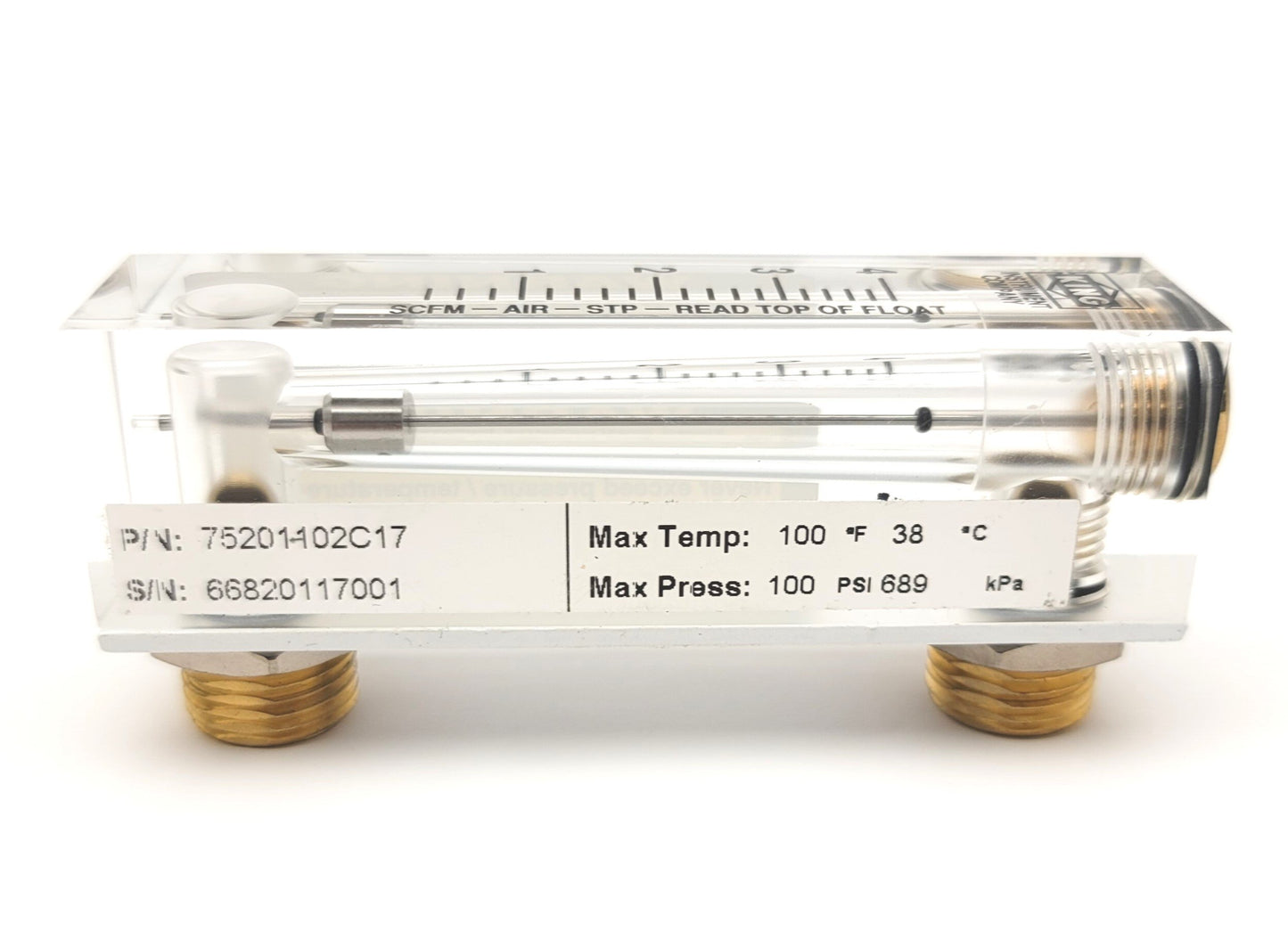 New King Instrument 75201102C17 Acrylic Tube Flowmeter, 0-4SCFM, 1/4"NPT