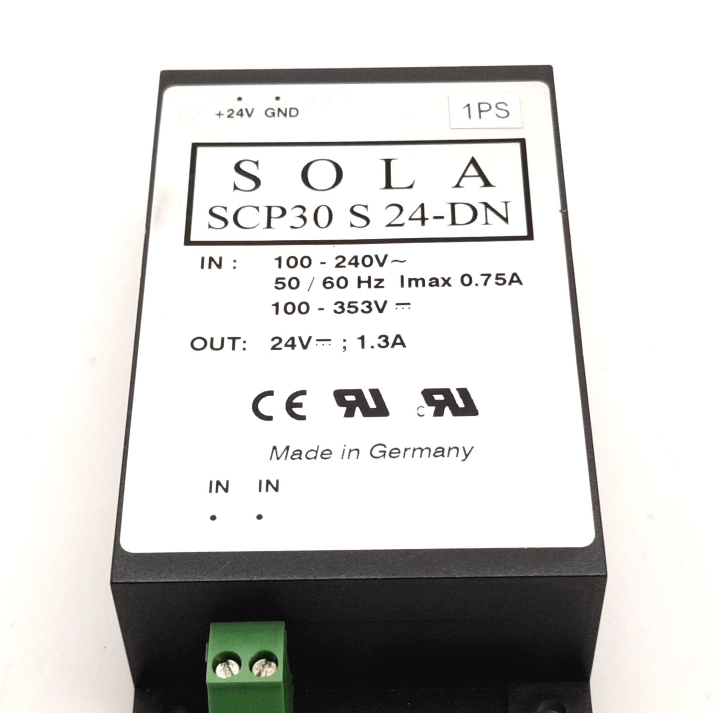 Used Sola SCP30 S 24-DN Power Supply, Input 100-240VAC 100-353VDC, Output 24VDC 1.3A
