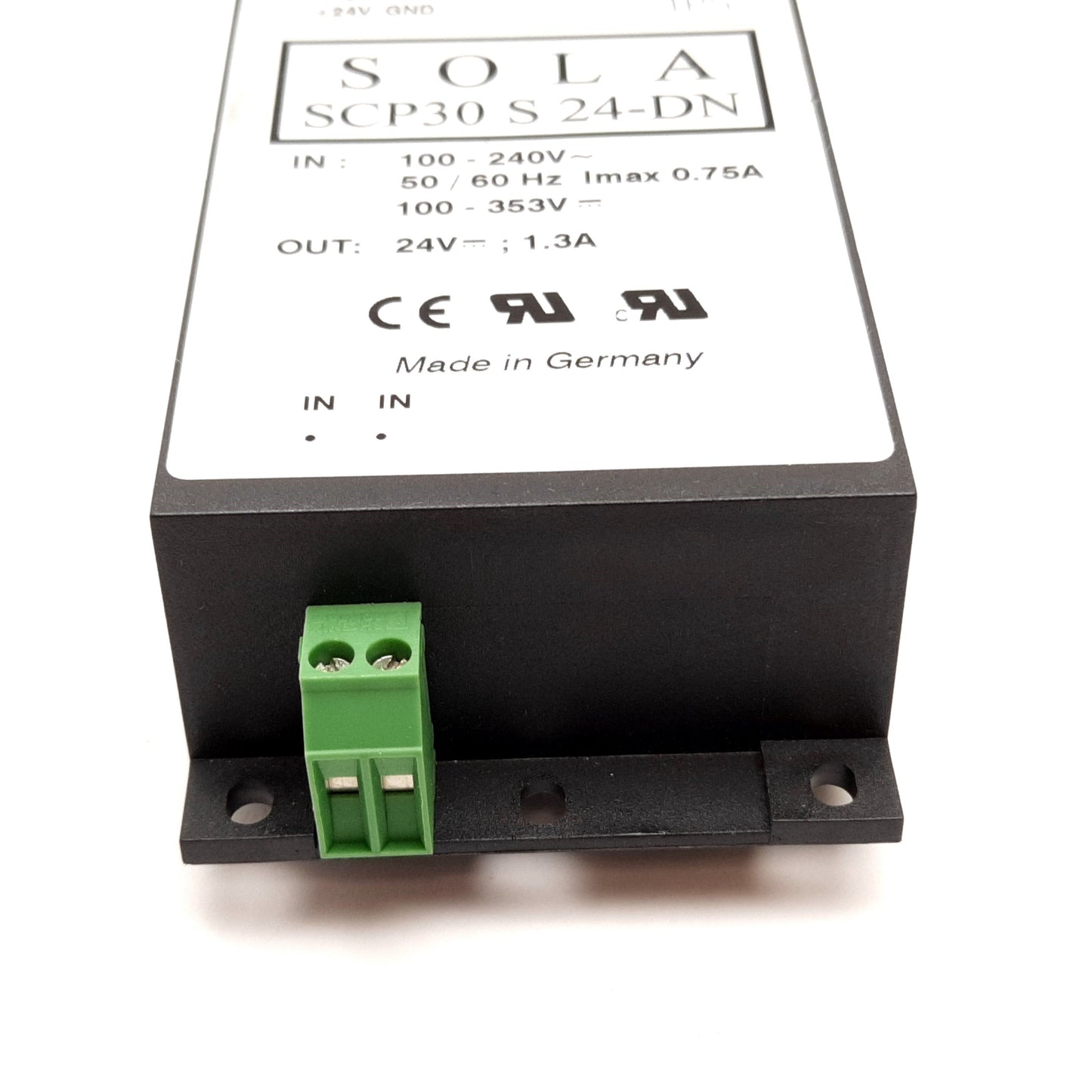 Used Sola SCP30 S 24-DN Power Supply, Input 100-240VAC 100-353VDC, Output 24VDC 1.3A