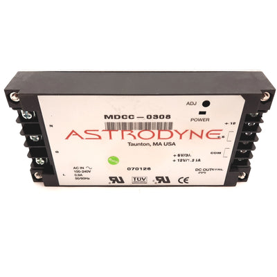 Used Astrodyne MDCC-0308 Power Supply, In: 100-240VAC, Out: 5VDC 3A / 12VDC 1.25A