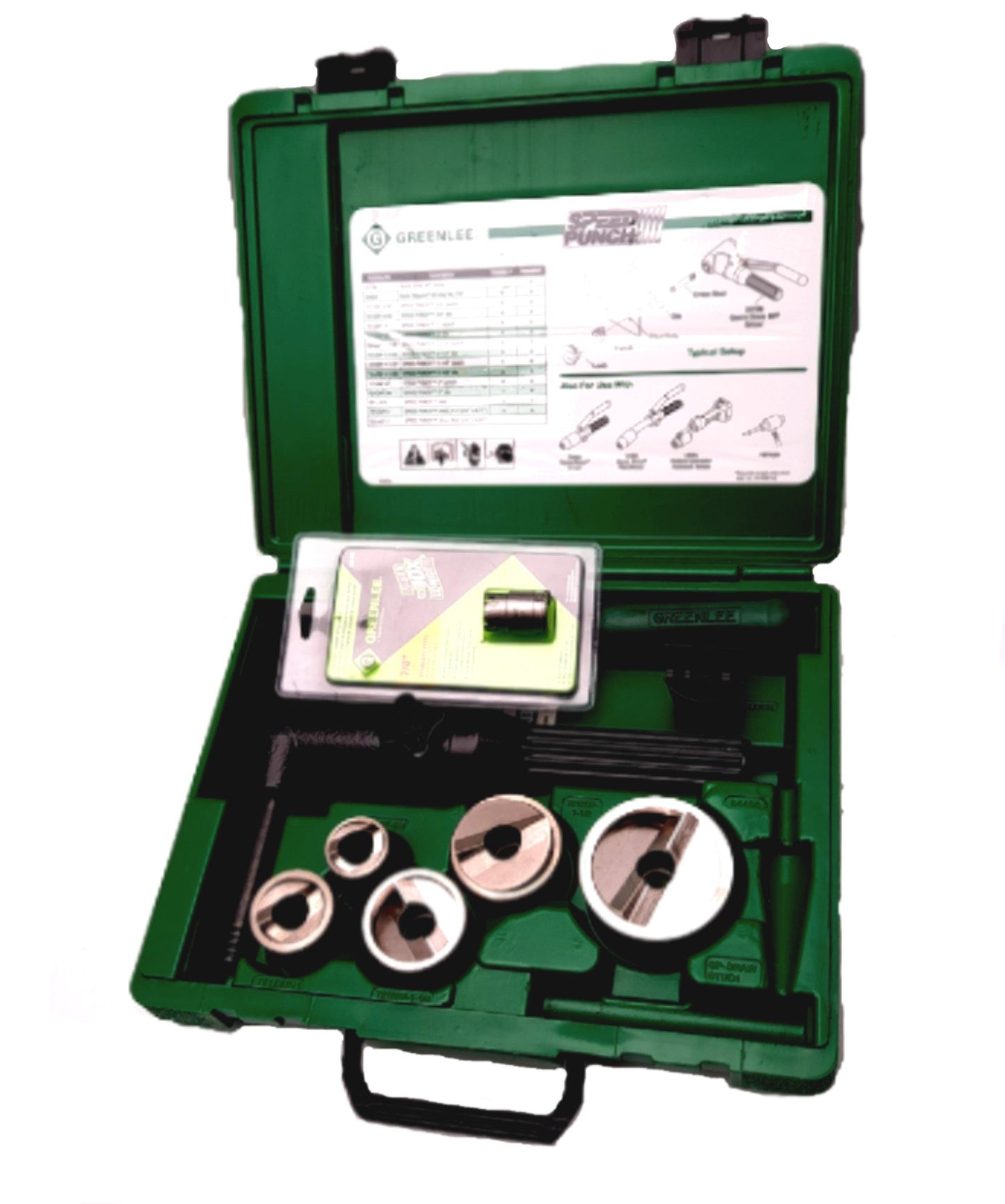 New Greenlee 7906SBSP Speed Punch Knockout Kit with Quick Draw 90 Driver 3/4"-2"