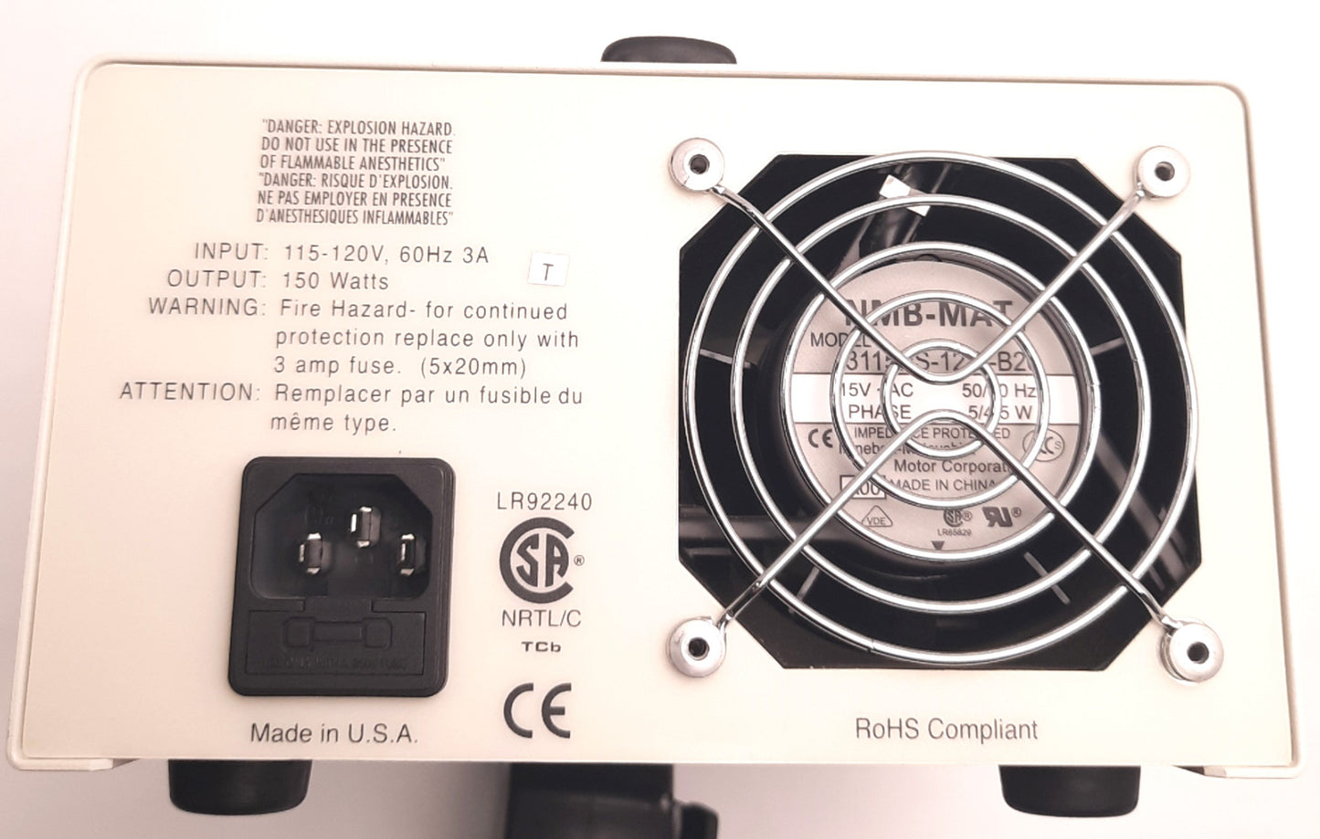 Used Leeds Schott A20500.14 Microscope Fiber Optic Light Source, 115-120VAC, 150W EKE